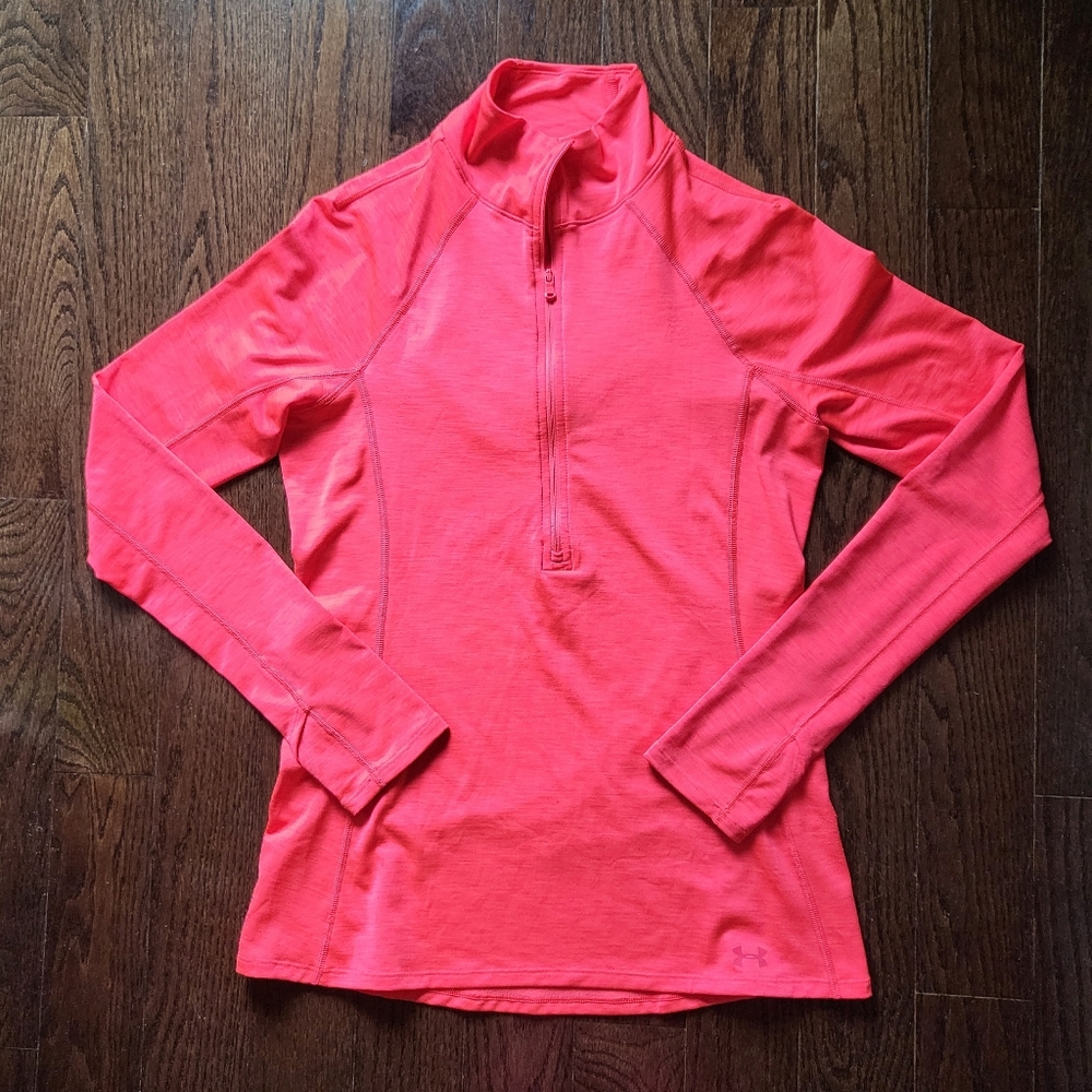 Under Armor Women's Bright Orange Pinkish Half Zip-up Shirt